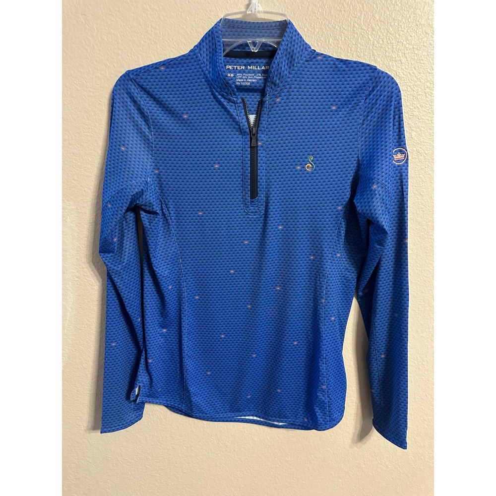 Peter‎ Millar Crown Sport Pullover XS Blue Sunburst Print Golf Activewear